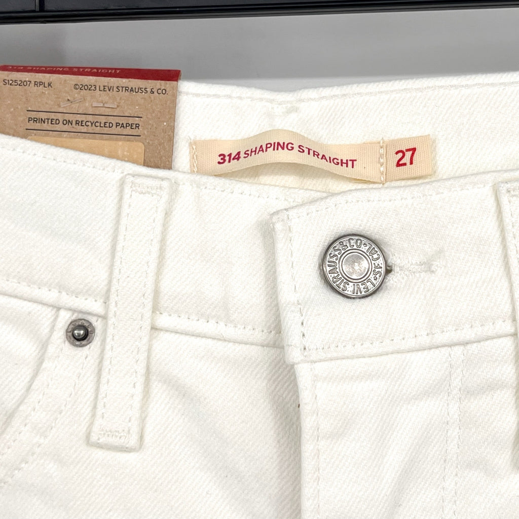 LEVI'S Women's 314 Shaping Straight Jeans 27x32 US 4 Clean White Stretch NWT