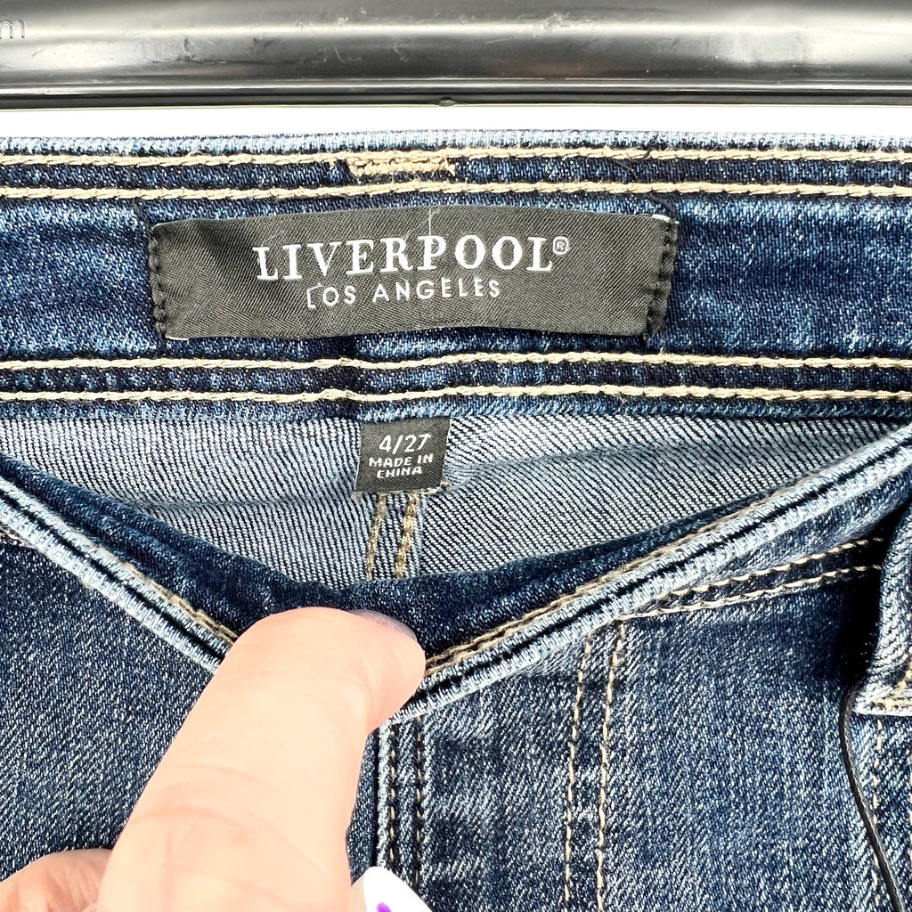 LIVERPOOL Womens Easy Utility Jeans Size 27 US 4 Blue Macbride Side Button NWT