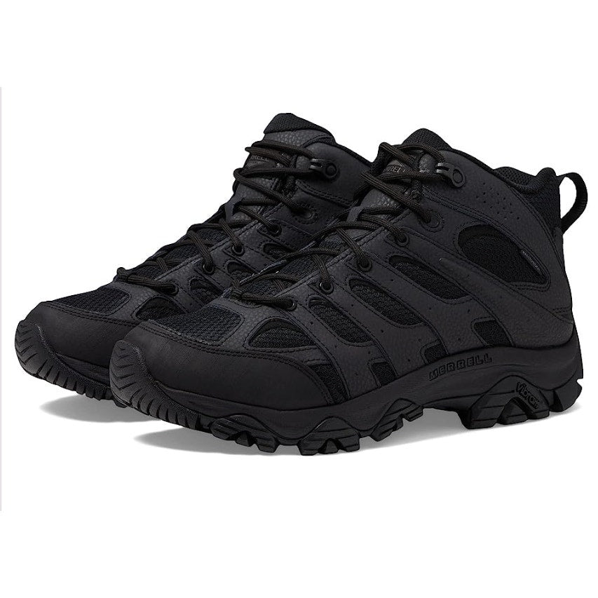 Merrell Womens Moab 3 Tactical Work Mid Boots US 6 M Black Leather WP NWOB