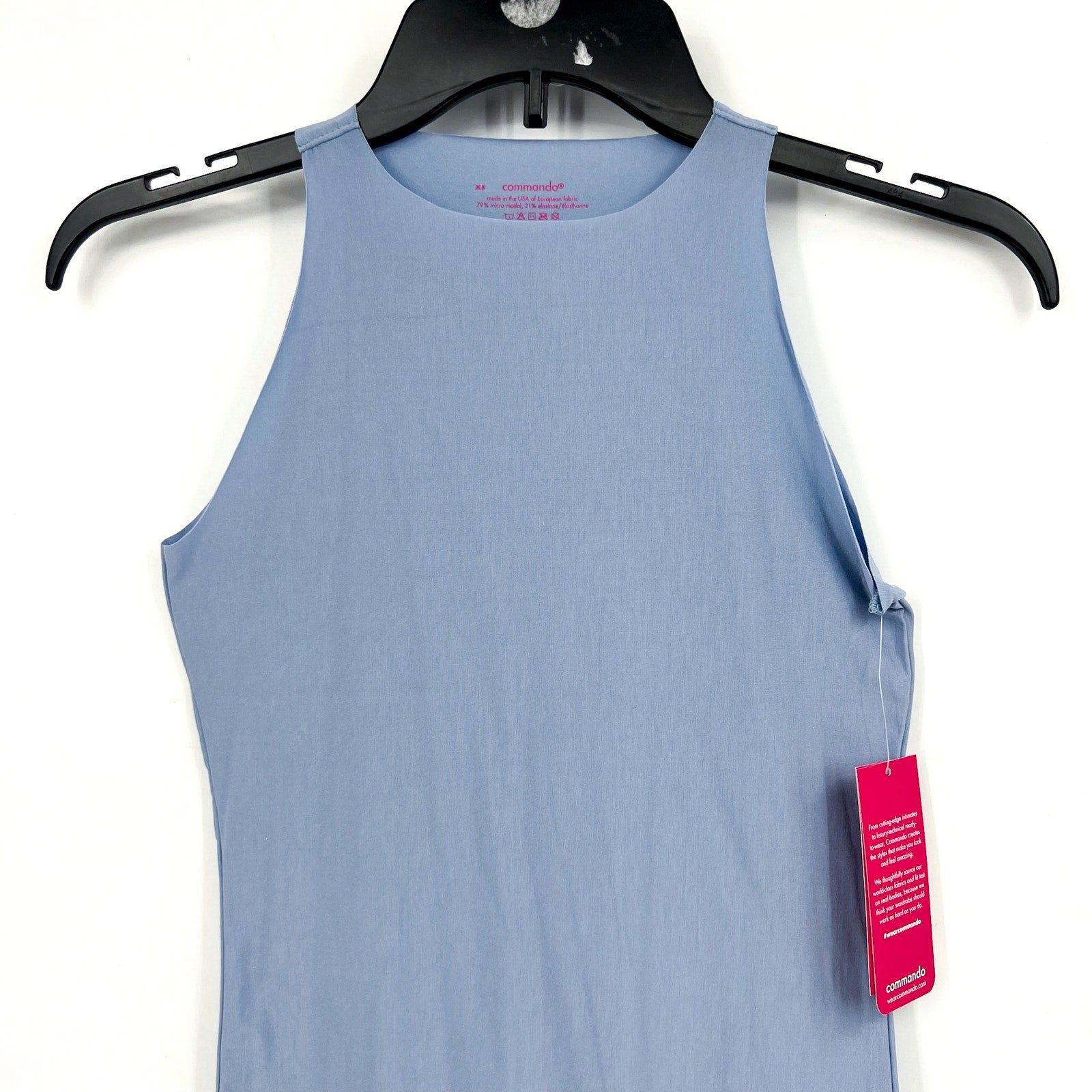 COMMANDO Women's Butter Crewneck Tank Bodysuit XS Pool Blue High Neck NWT