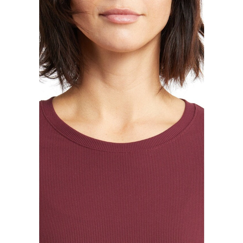 OUTDOOR VOICES Womens SuperForm Rib Crop Top 3XL Red Shiraz Long Sleeve NWT