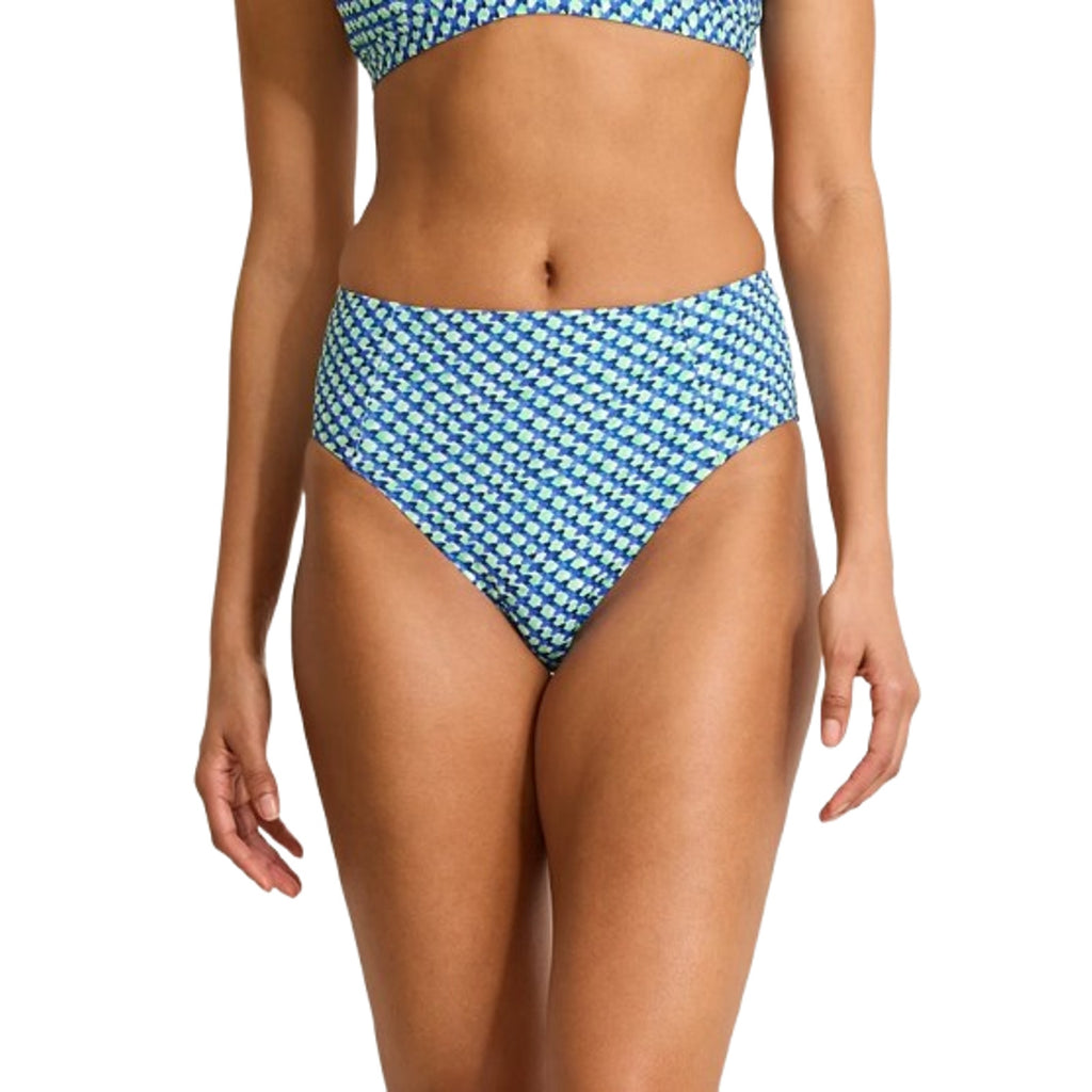 TOMMY BAHAMA Mosaic Bikini Bottoms Medium Beach Glass Blue Palm Modern NWT