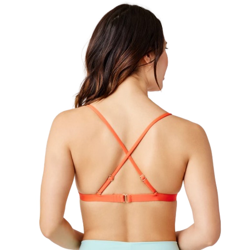 CARVE DESIGNS Womens Gigi Smocked Bikini Top Medium Orange Sunset Cross Back NWT