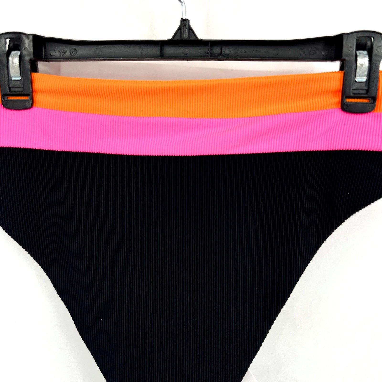 BEACH RIOT Heidi Colorblock High Waist Bikini Bottoms Medium Black Orange NWT