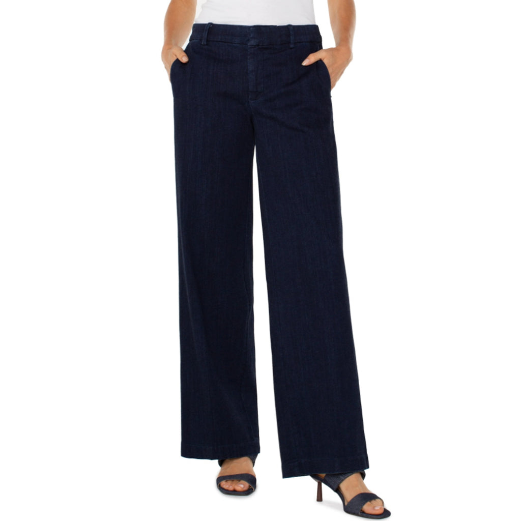LIVERPOOL Womens Kelsey Wide Leg Denim Trousers US 10 Size 30 Blue Indigo NWT