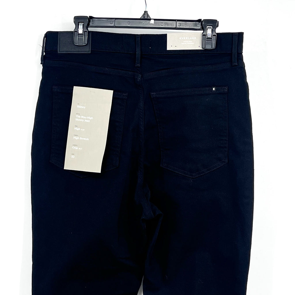 EVERLANE Womens Way-High Skinny Jeans 33x26 US 16 Crop Black Denim NWT