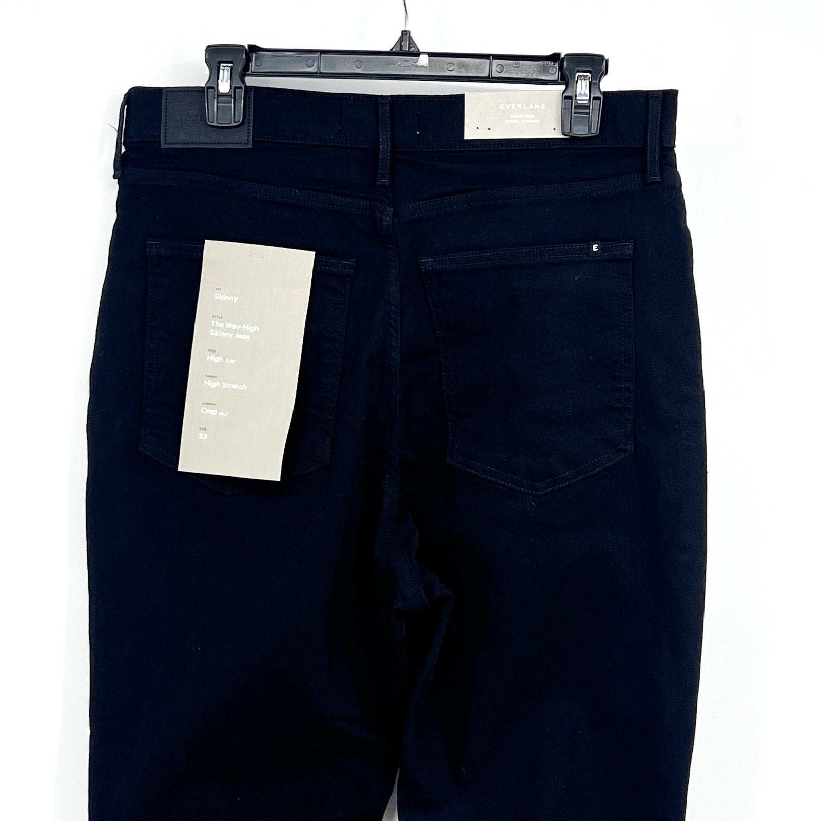 EVERLANE Womens Way-High Skinny Jeans 33x26 US 16 Crop Black Denim NWT