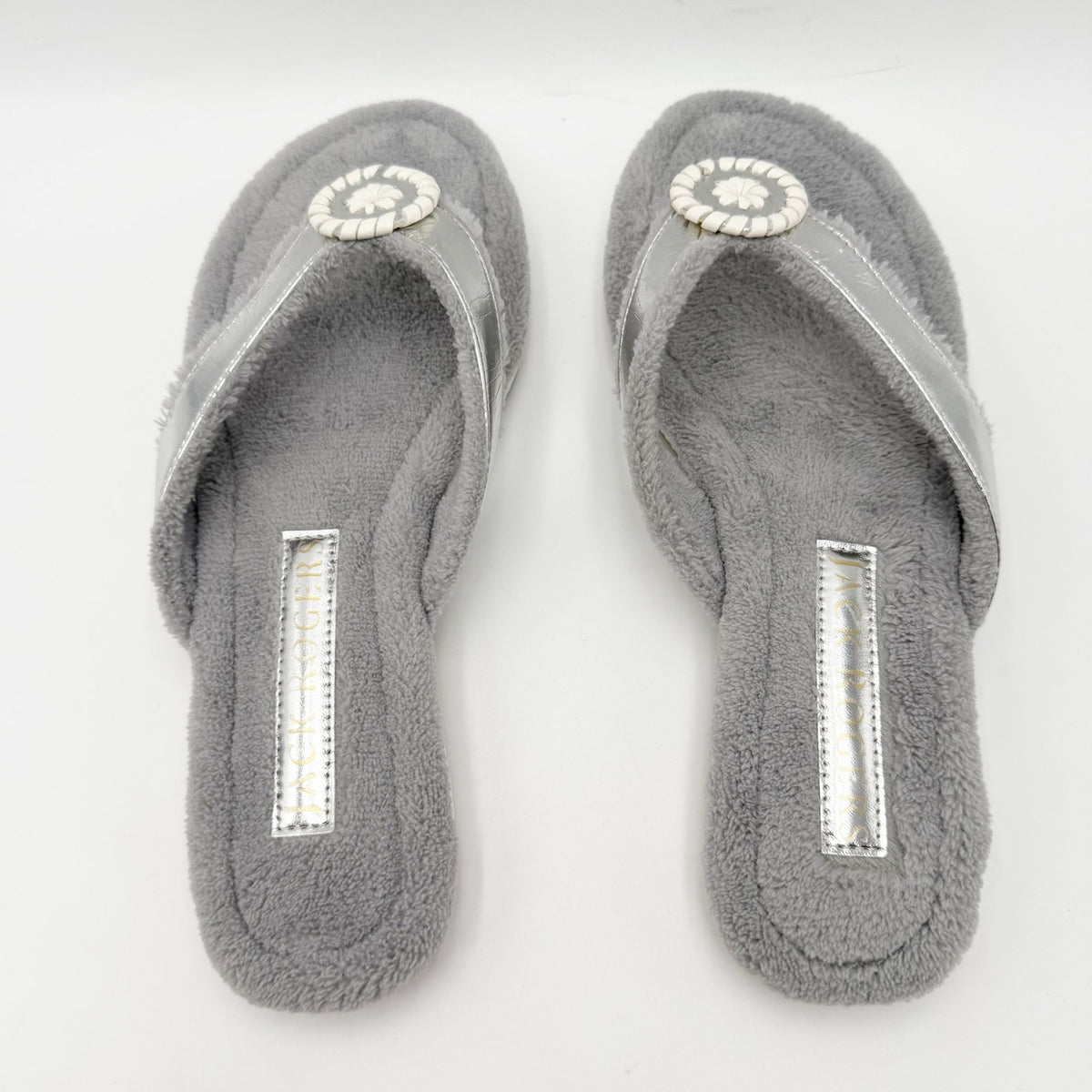 Jack Rogers Womens Rosie Flip Flop Sandals Size 8.5 M Silver Grey NWOB