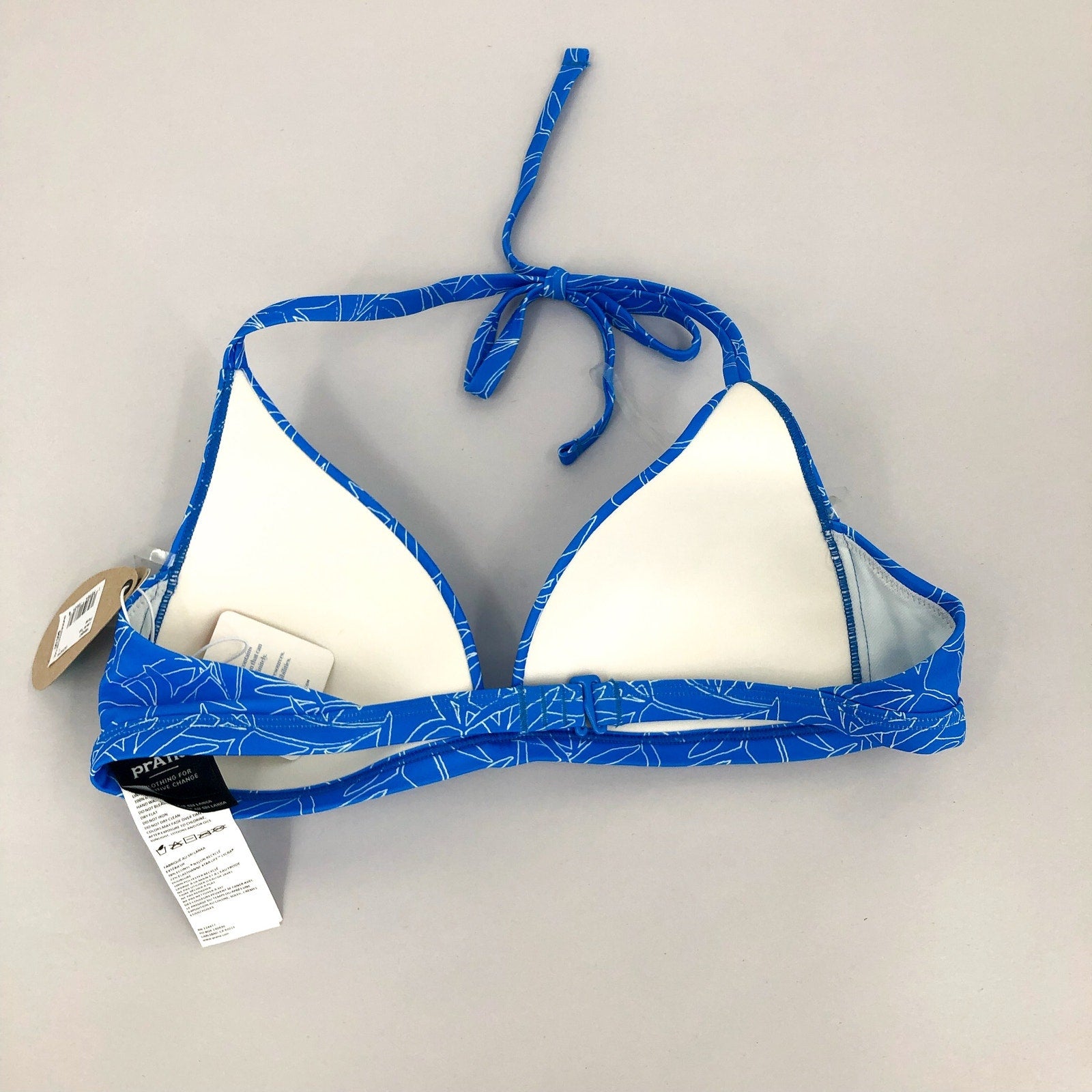 PRANA Women's Lexie Halter Bikini Top XS Blue Floret Print UPF 50+ NWT