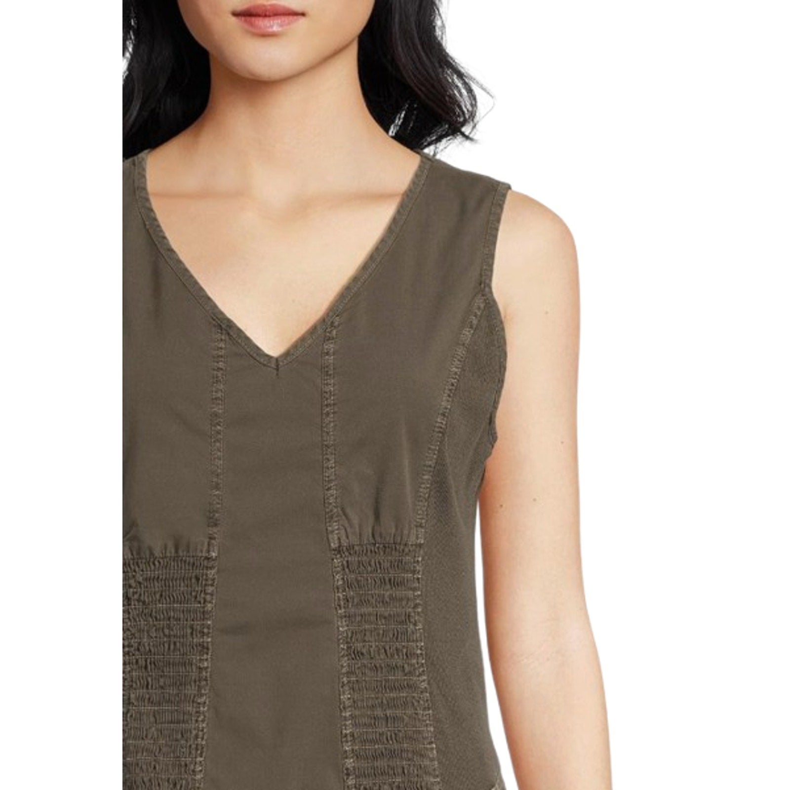XCVI WEARABLES Gibbon Tank Dress Small Olive Green Sleeveless V Neck NWT
