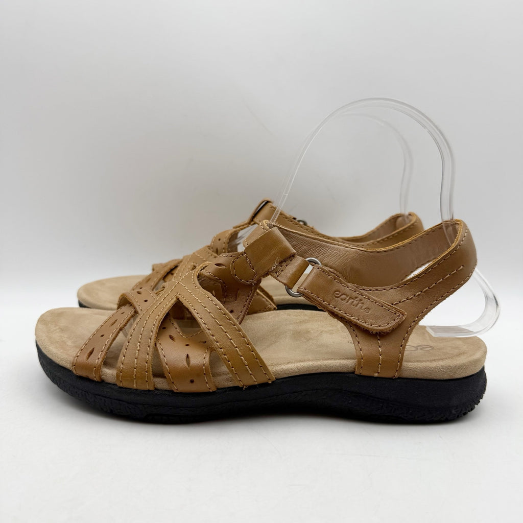 Earth Origins Womens Sellie Sandals Size 7 Brown Leather Criss Cross NWOB