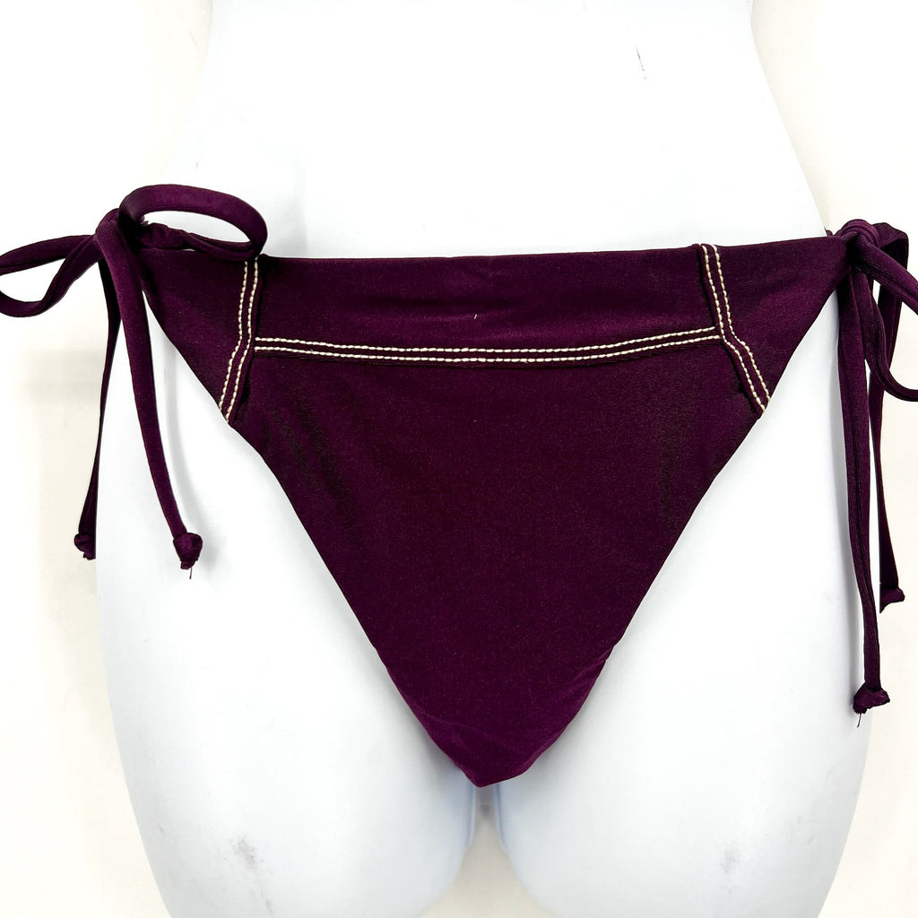 BECCA Women's Color Sheen Side Tie Bikini Bottoms Medium Purple Aubergine NWT