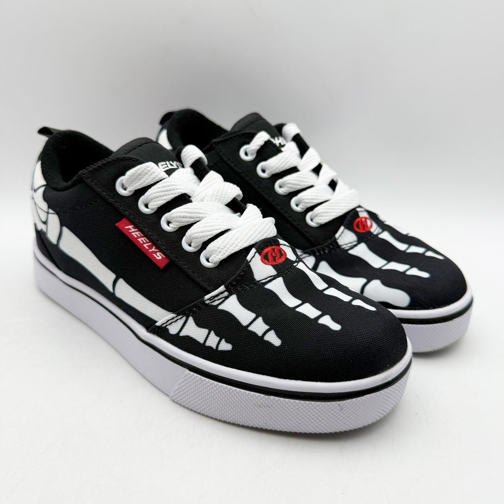 Heelys Kids Pro 20 Prints Skate Shoes US 3 EU 34 Black Canvas Skeleton Print EUC