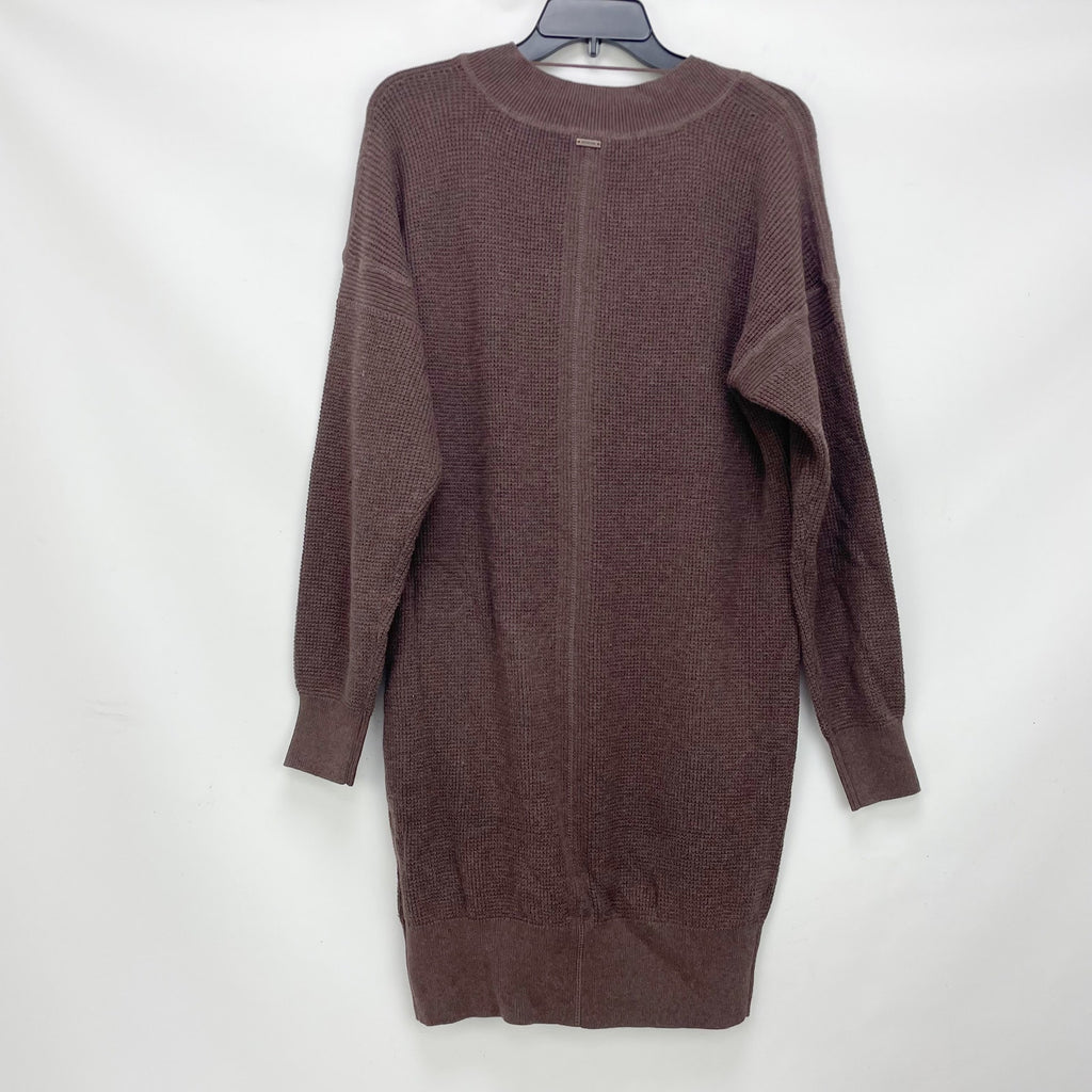 prAna Womens Milani Henley Dress Medium Clove Red Waffle Knit Thermal LS NWT