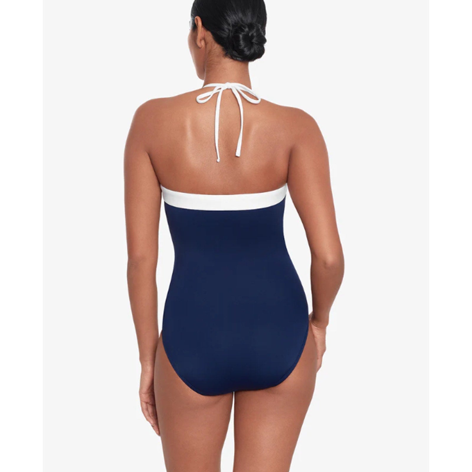LAUREN RALPH LAUREN Bel Air Bandeau One Piece Swimsuit Size 4 Navy Blue NWT