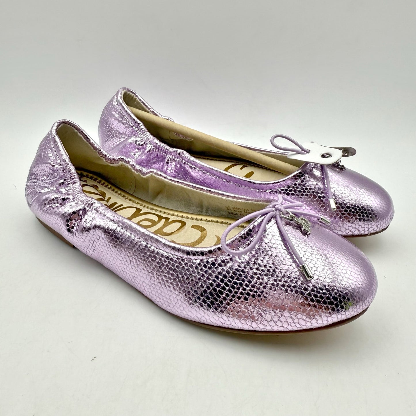 Sam Edelman Kids Felicia Ballet Flats US 3 M EU 35 Lilac Metallic Leather NIB