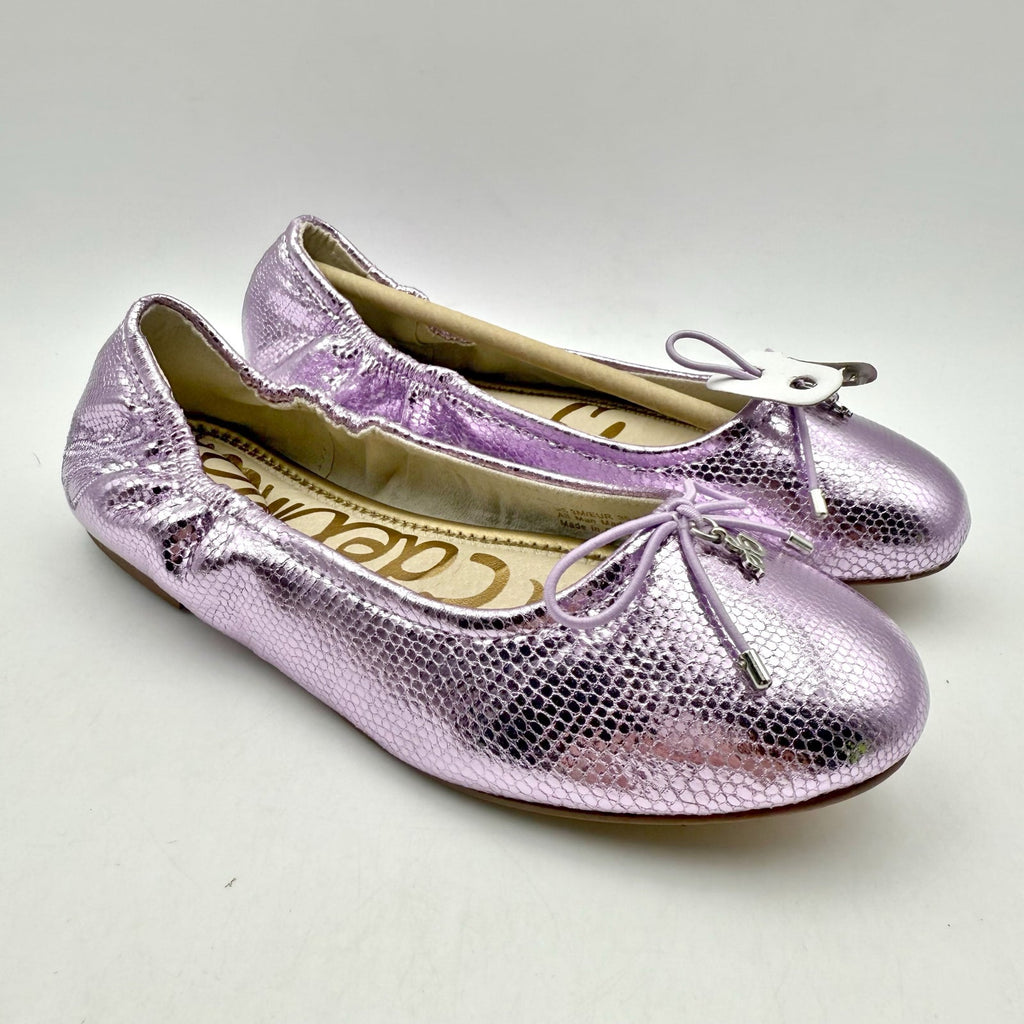 Sam Edelman Kids Felicia Ballet Flats Size 3 M EU 35 Lilac Metallic Leather NIB