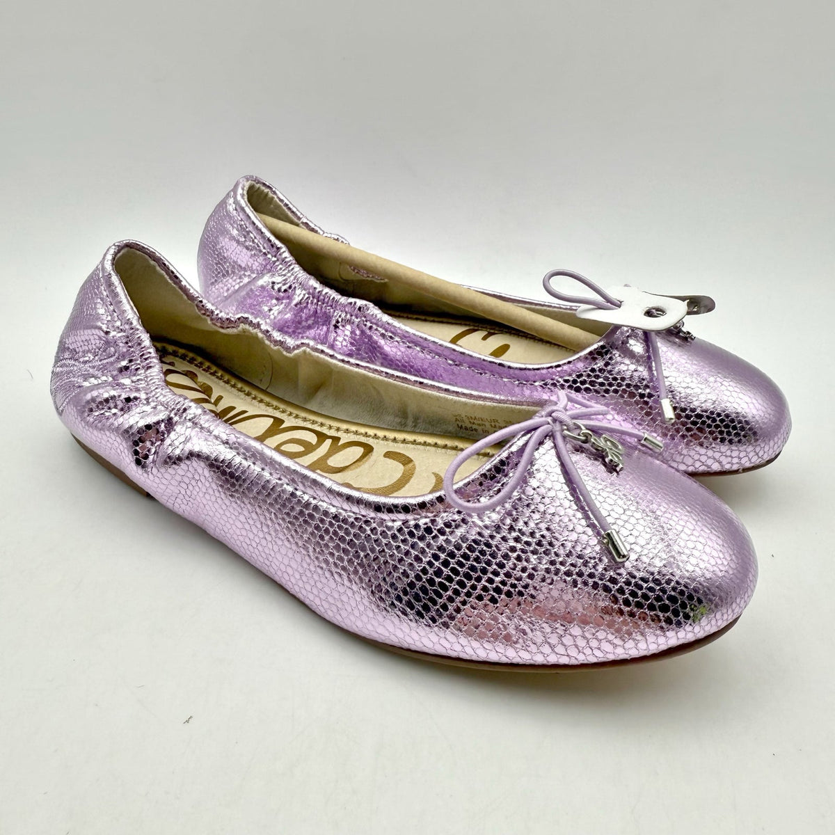 Sam Edelman Kids Felicia Ballet Flats Size 3 M EU 35 Lilac Metallic Leather NIB