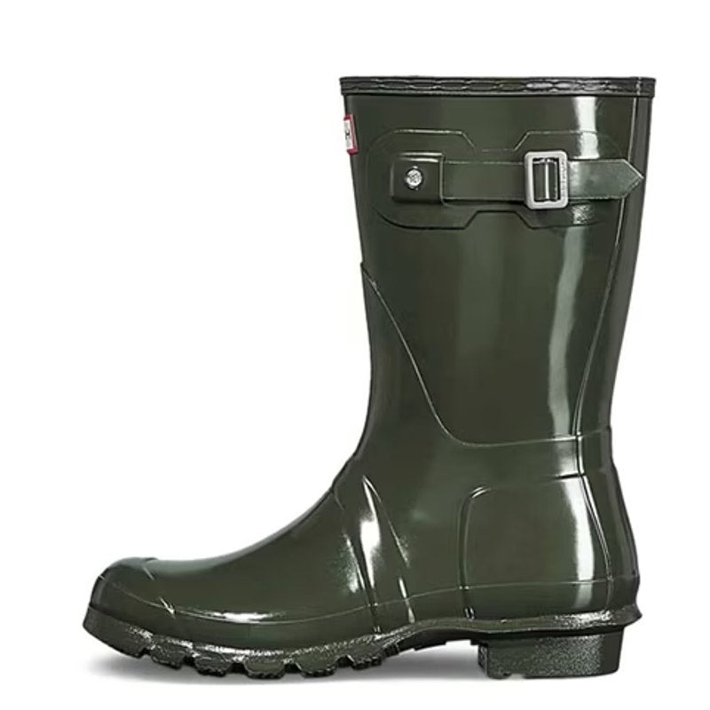 Hunter Womens Original Short Gloss Rain Mid Boot Size 10 Green Waterproof NWOB