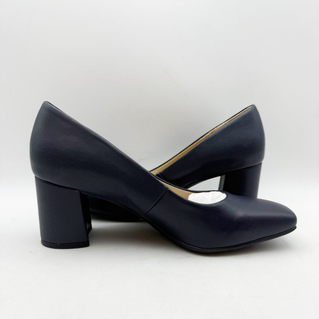 Naturalizer Womens Warner Pumps Size 7 WIDE EU 37.5 Navy Blue Heels Slip On NWOB