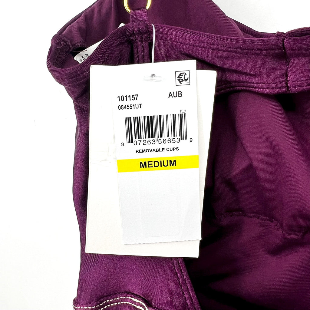 BECCA Women's Color Sheen One Piece Swimsuit Medium Purple Aubergine NWT