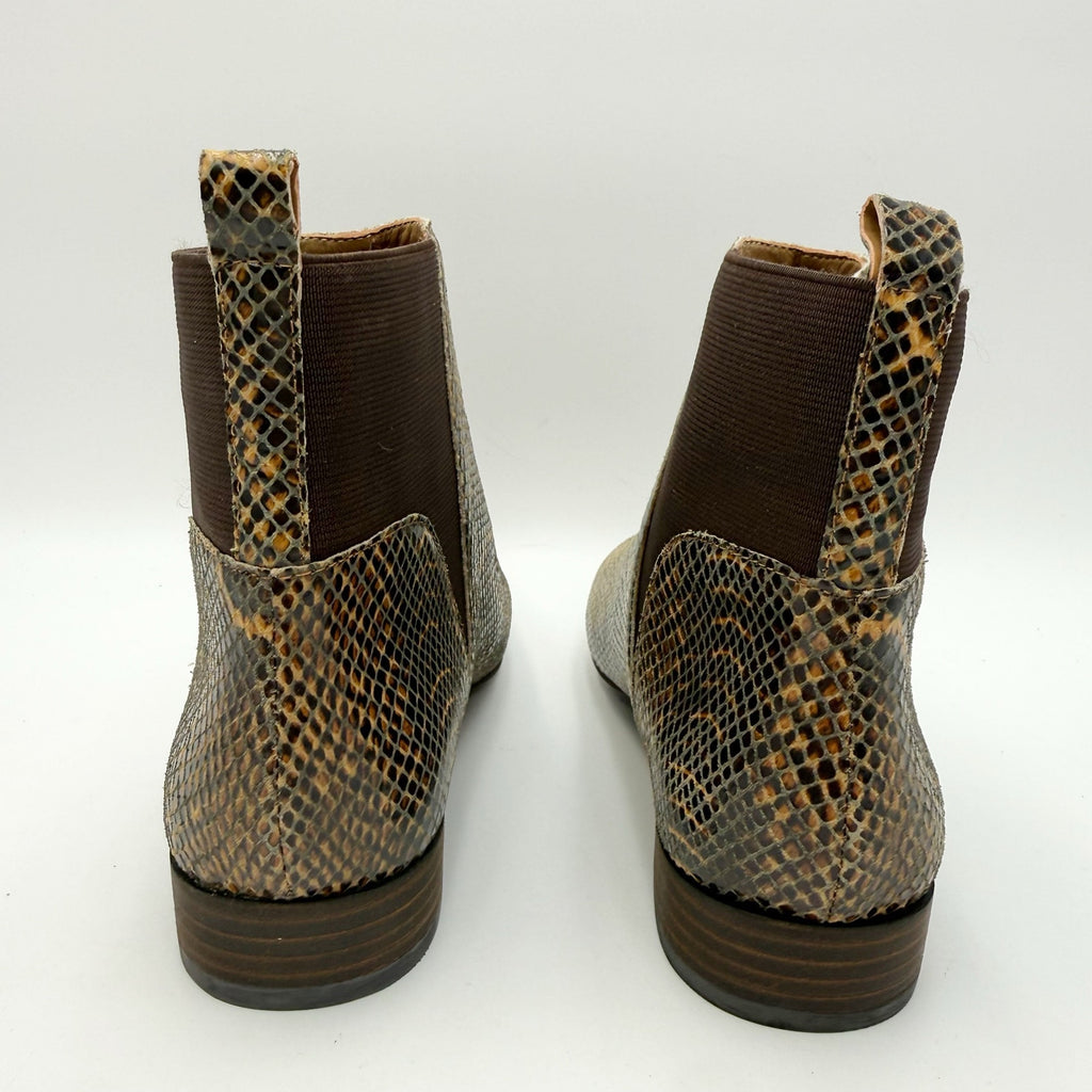 Lucky Brand Womens LK Gleldo Ankle Boot Size 5 Brown Snake Embossed Leather NIB
