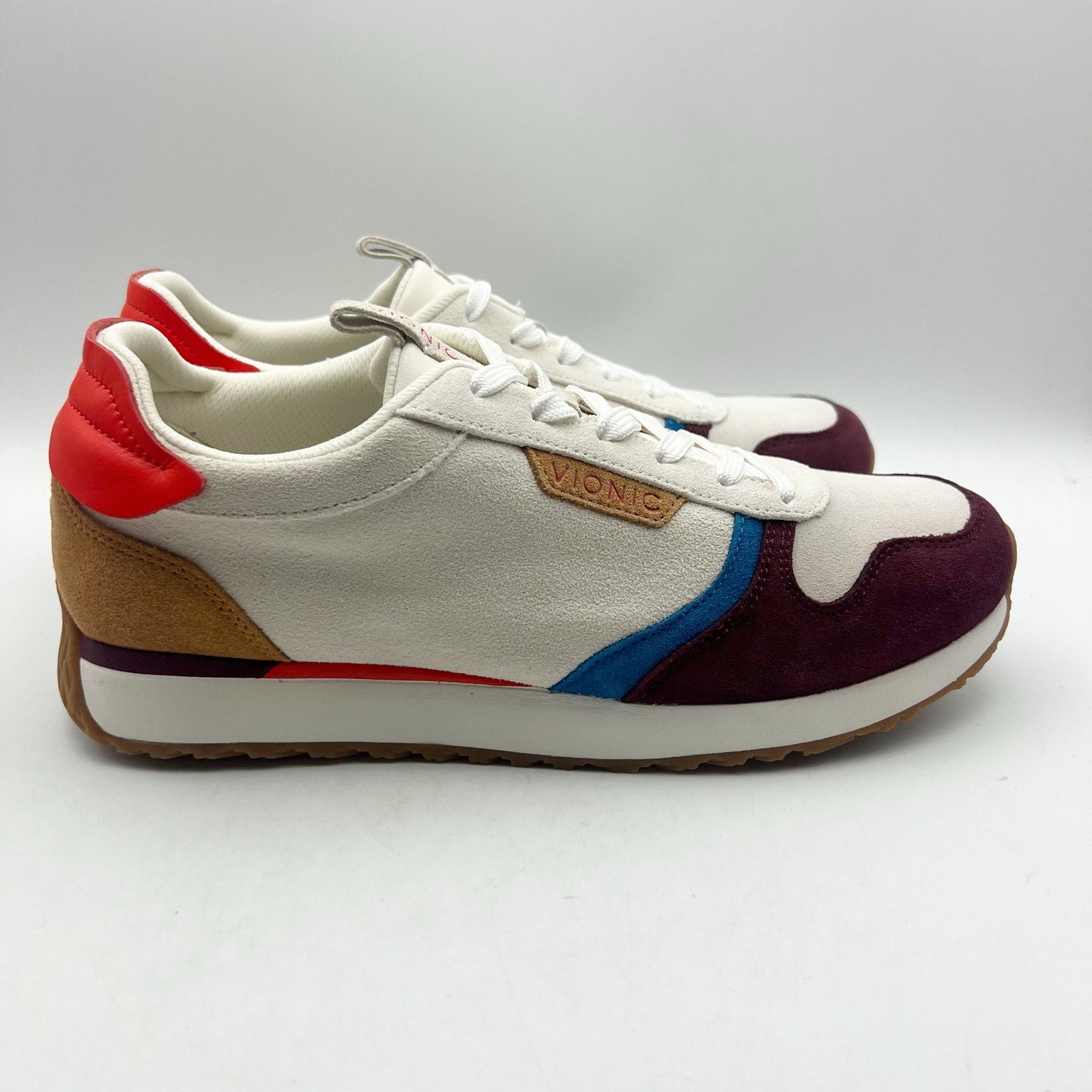 Vionic Womens Monarch Casual Sneakers Size 10 EU 41 Off White Multi Suede NIB