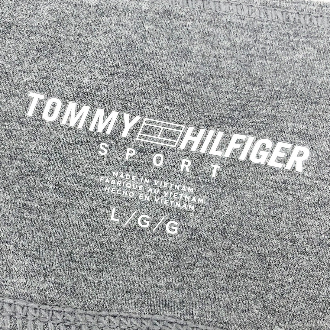 TOMMY HILFIGER SPORT Women's Performance Leggings Large Gray Flag Blocked NWT