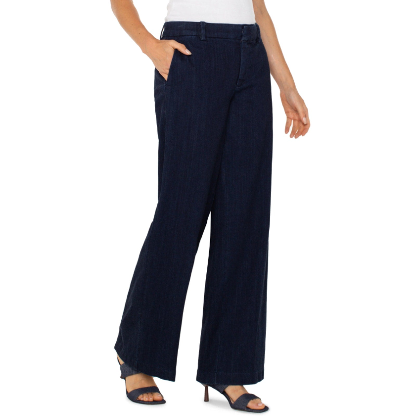LIVERPOOL Womens Kelsey Wide Leg Denim Trousers US 10 Size 30 Blue Indigo NWT