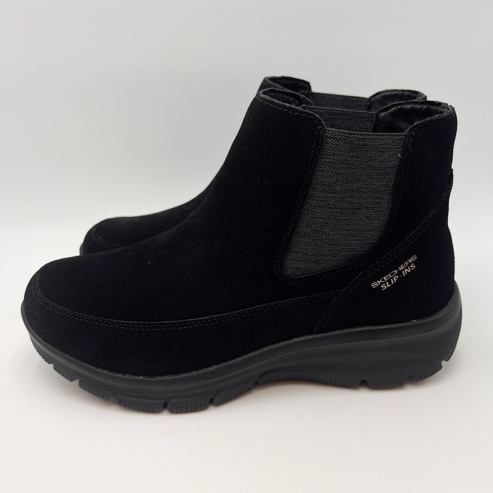 Skechers Womens Slip Ins Easy Going Icon Ankle Chelsea Boots Size 8.5 Black NIB