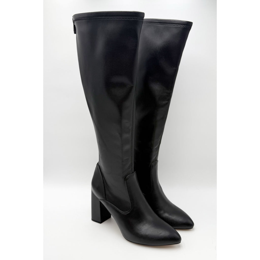 Franco Sarto Womens Katherine Knee High Boots Size 8 M WIDE CALF Black Heels NIB