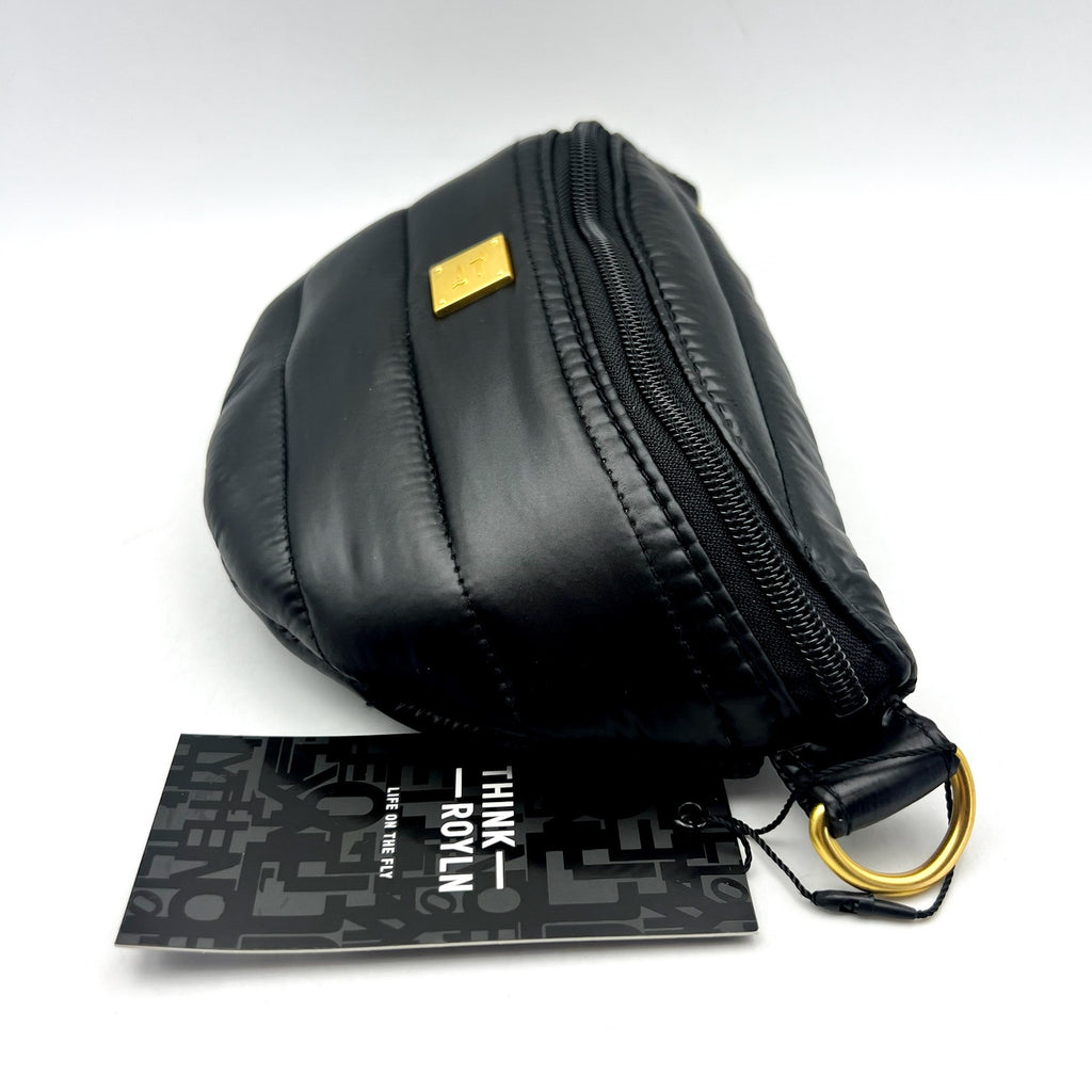 THINK ROYLN Women's Shining Star Crossbody Belt Bag Shiny Black NWT