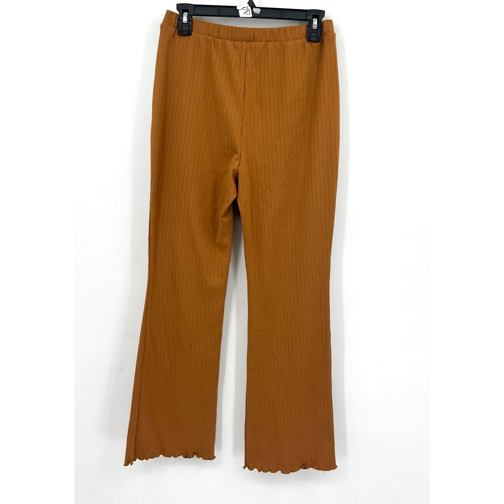 ABOUND Women's Ribbed Flared Leg Pull On Pants Small Tan Dale NWT