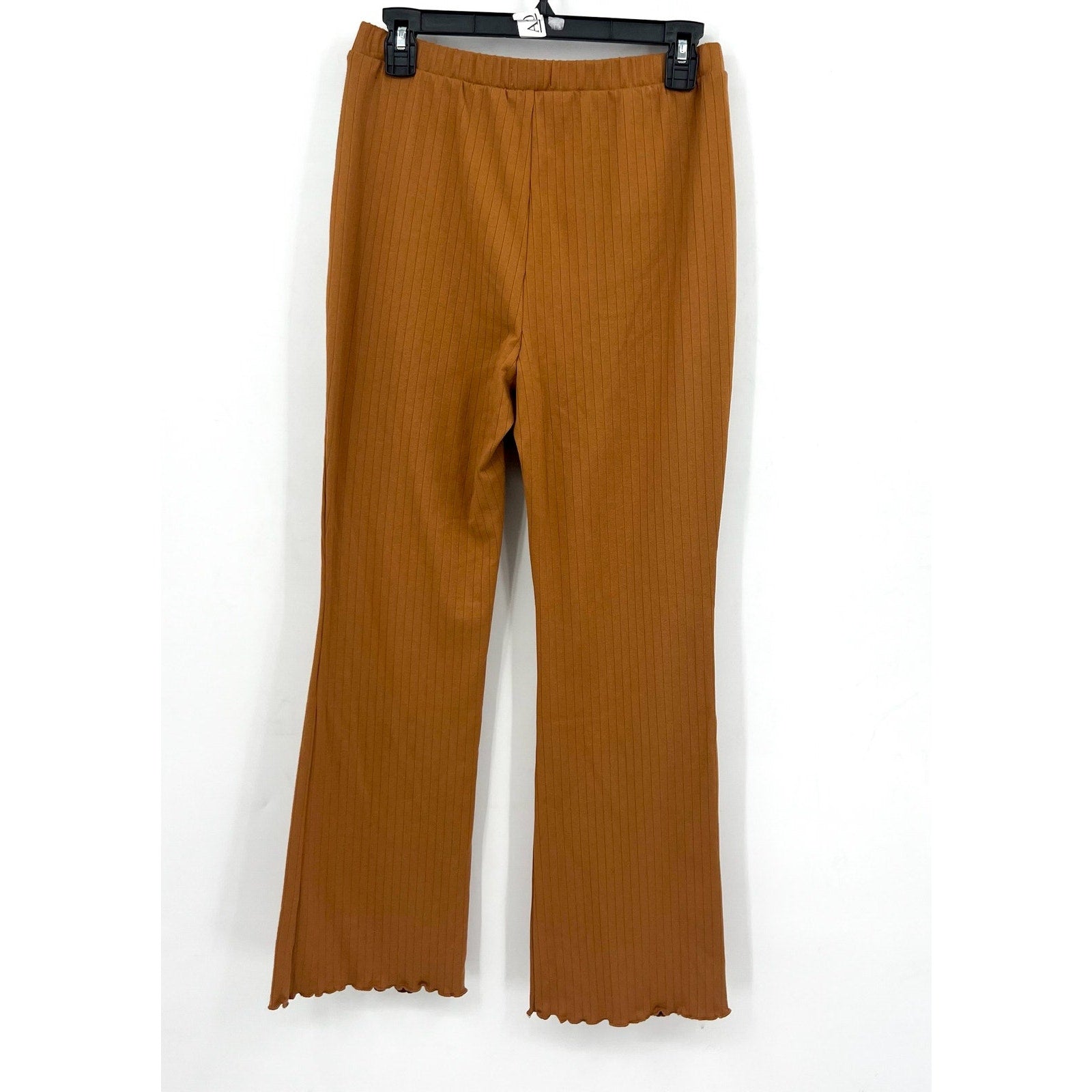 ABOUND Women's Ribbed Flared Leg Pull On Pants Small Tan Dale NWT
