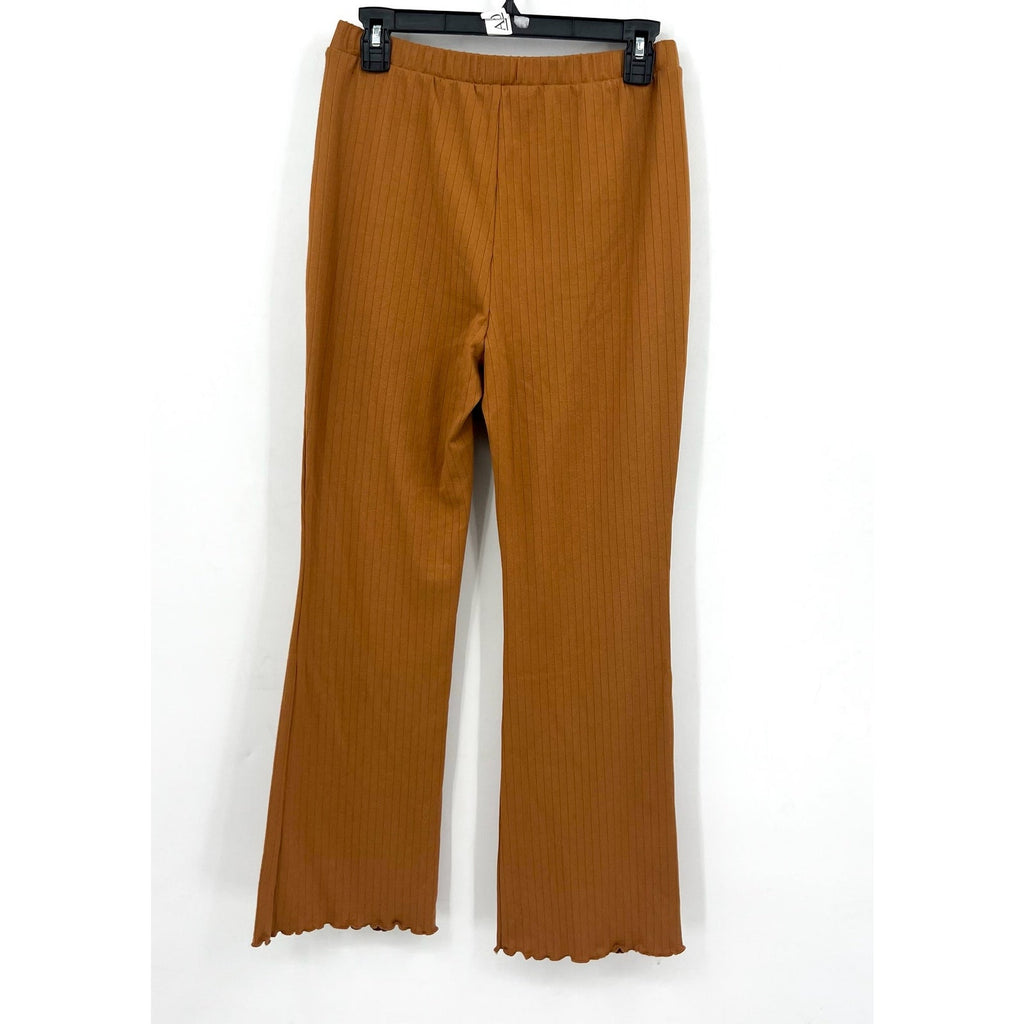 ABOUND Women's Ribbed Flared Leg Pull On Pants Small Tan Dale NWT