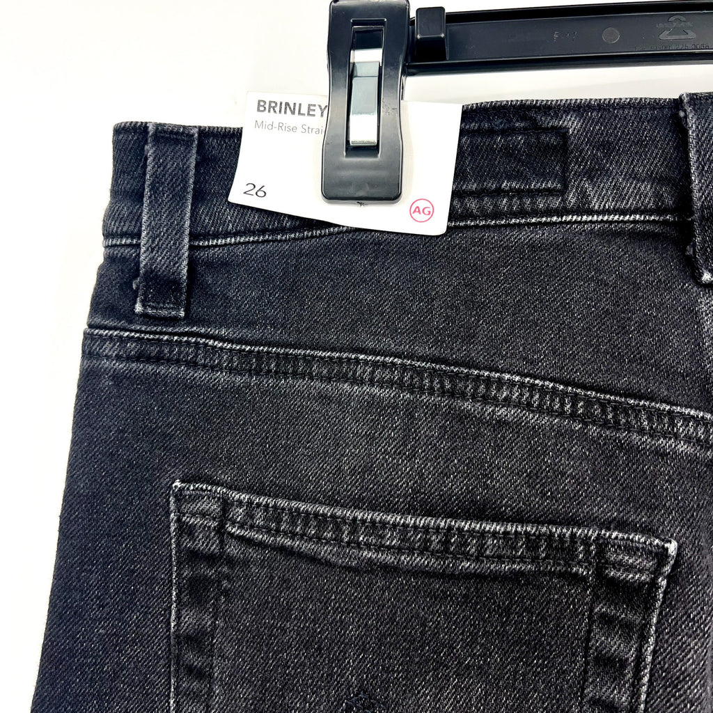 AG ADRIANNO GOLDSCHMIED Brinley Straight Leg Jeans Size 26 4 Black Glasgow NWT
