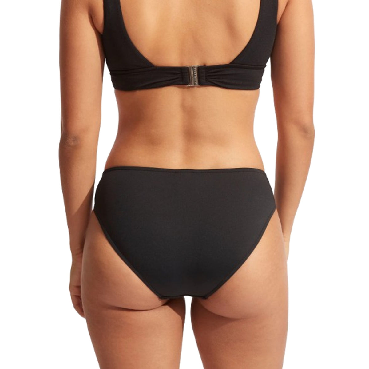 SEAFOLLY Women's Twist Band Hipster Bikini Bottom Size 6 Black NWT