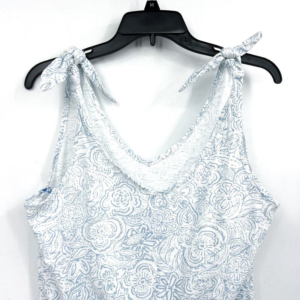 SOUTHERN TIDE Womens Forever Floral Tie Shoulder Romper Small White Sky Blue NWT