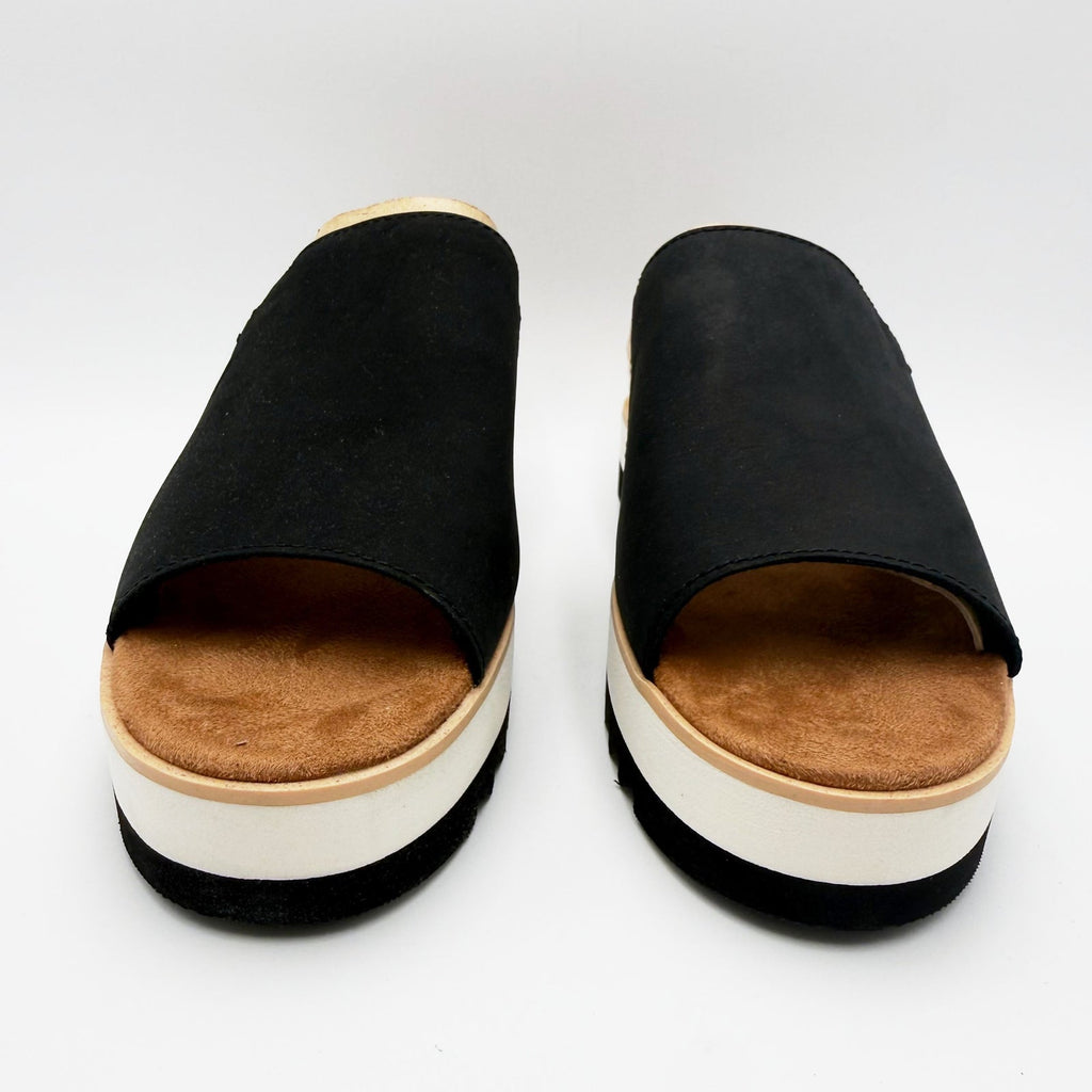 TOMS Womens Diana Mule Platform Wedge Sandals Size 7.5 EU 38 Black Leather NIB