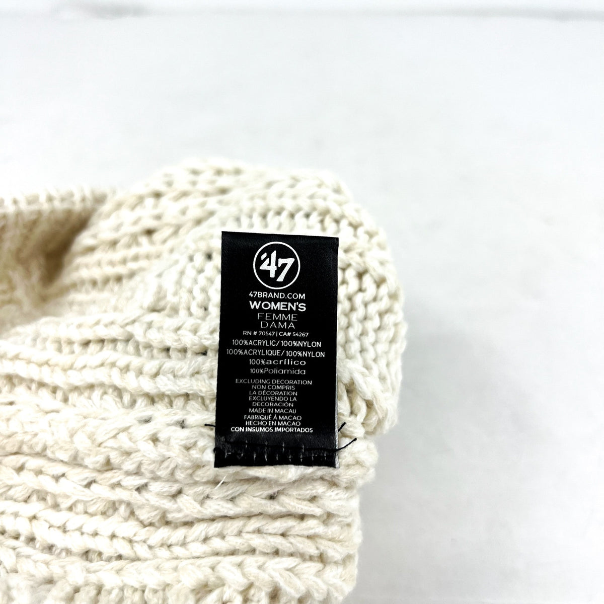 47 BRAND North Carolina Tar Heels Cuffed Knit Hat with Pom OS White NWT