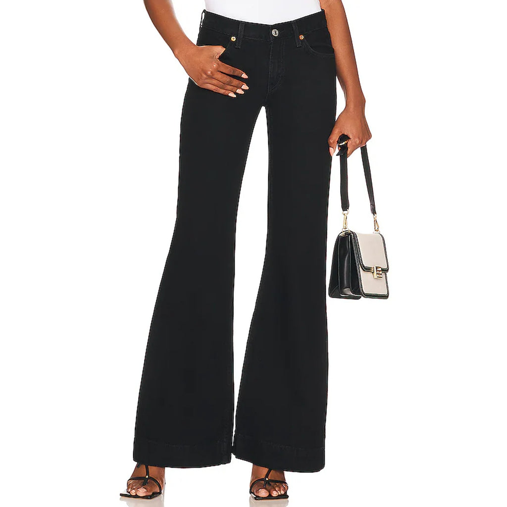 RE/DONE Womens Originals 70's Low Rise Bell Bottom Jeans Size 26 US 2 Black NWOT