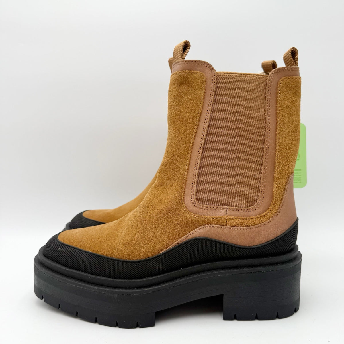 Sam Edelman Womens Lulia Chelsea Boots Size 5M Brown Suede Black Waterproof NWOB