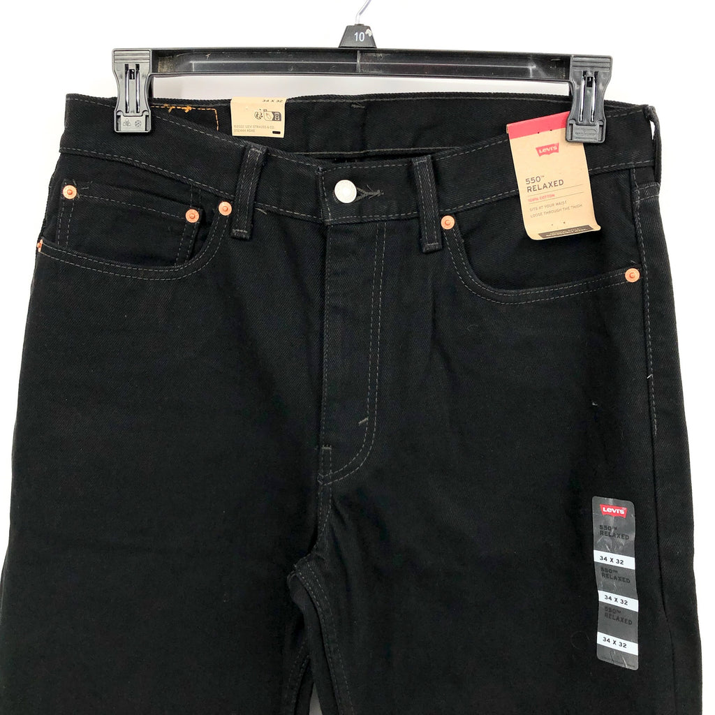 LEVI'S Men's 550 Relaxed Fit Jeans 34x32 Black Tapered Leg 00550-0260 NWT