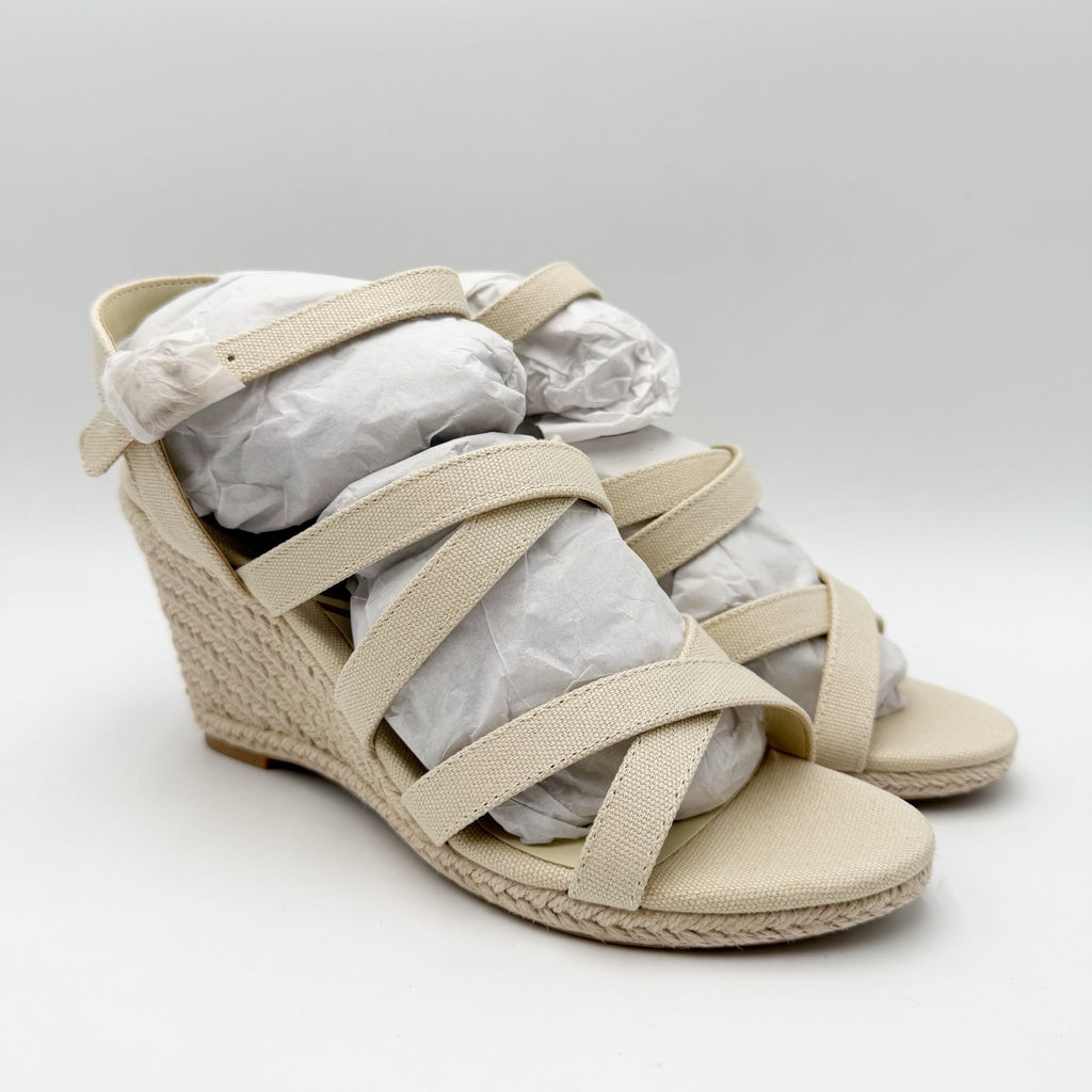 DOLCE Vita Womens DV8 Plume Wedge Sandals Size 7.5 Cream Beige Canvas NWOB