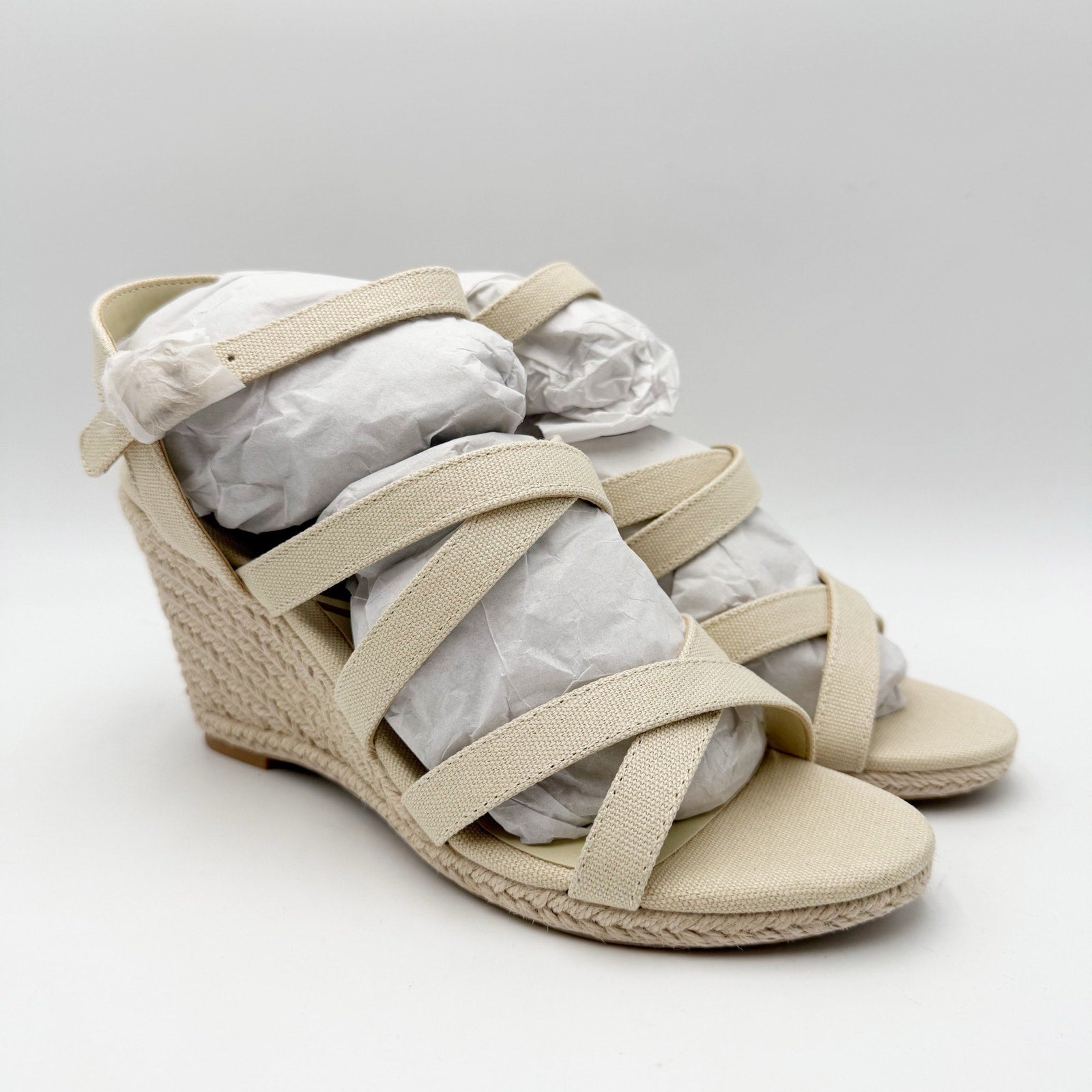 DOLCE Vita Womens DV8 Plume Wedge Sandals Size 7.5 Cream Beige Canvas NWOB