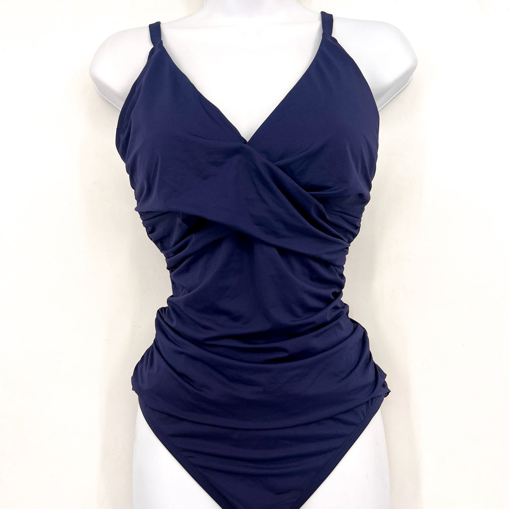 Tommy Bahama Womens Pearl One-Piece Swimsuit Size 10 Navy Blue Cross Front NWT