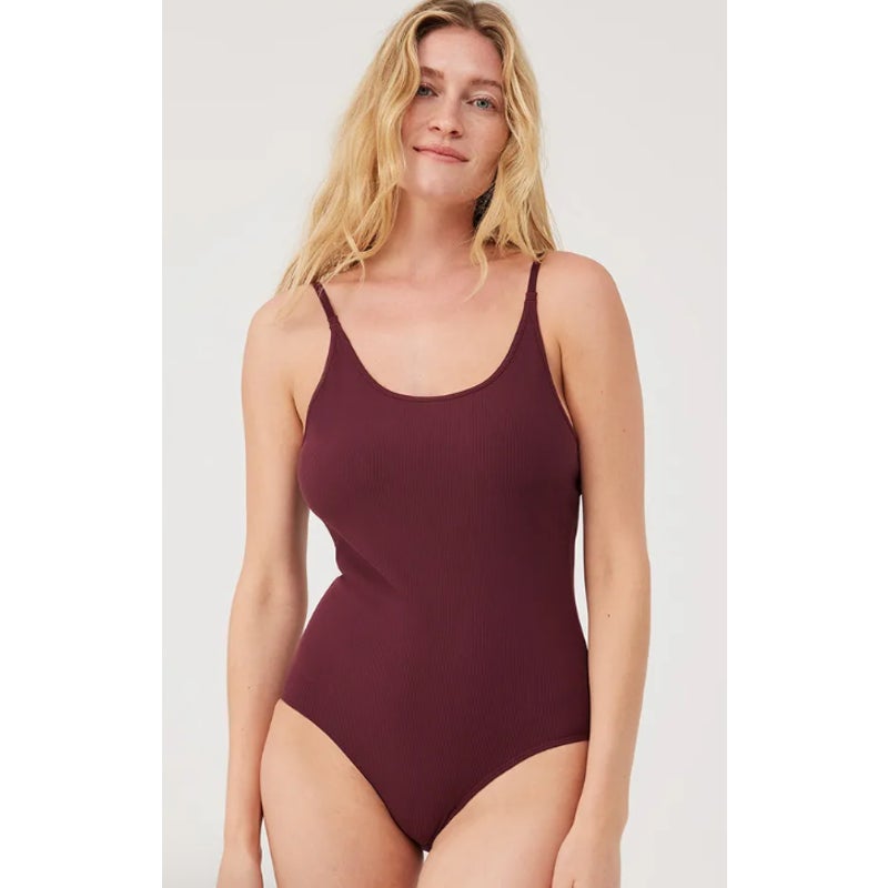 OUTDOOR VOICES Womens Leotard Bodysuit XS Shiraz Red SuperForm Rib Tank NWT