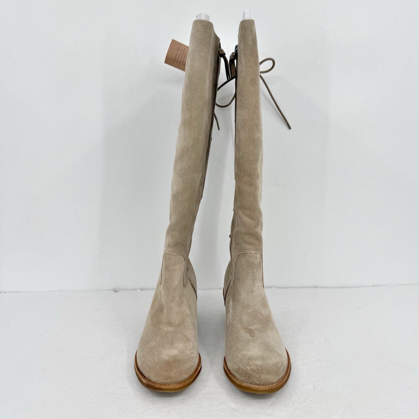 Sofft Womens Sharnell Heel Knee High Boots US 6.5 Beige Suede Waterproof NWOB