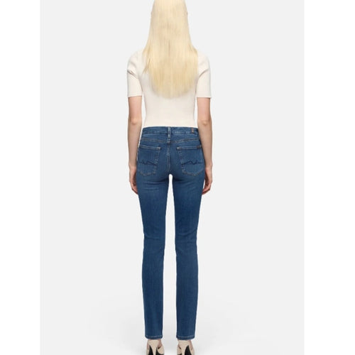 7 FOR ALL MANKIND Womens Kimmie Straight Slim Jeans Size 27 Blue Love Story NWT