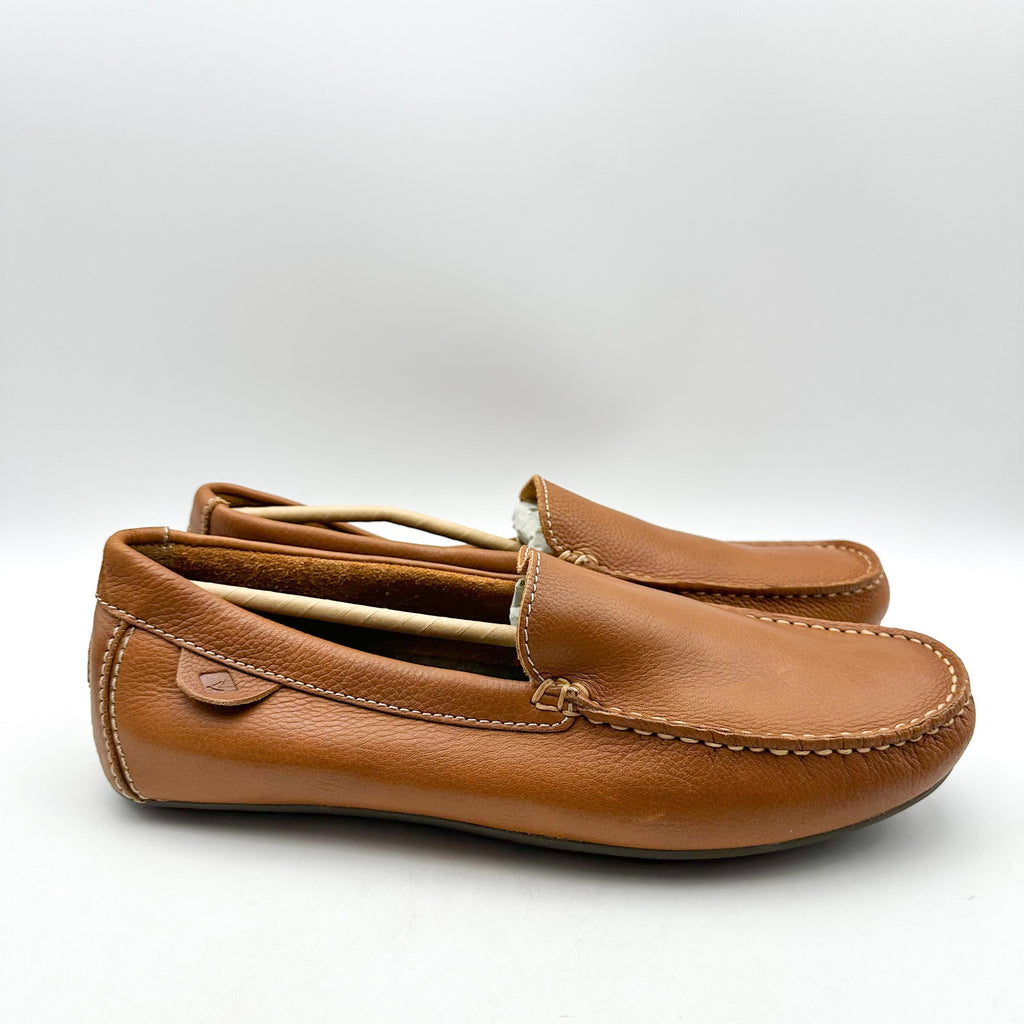 SPERRY Mens Wave Venetian Driver Loafers Size 10 M Tan Brown Leather NWOB